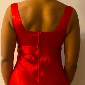 Red velour satin smooth dress